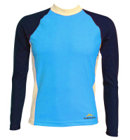 Bad t-shirt, lång ärm turkos/marin/vit